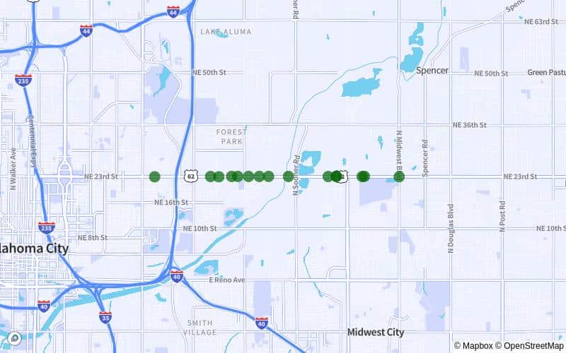 NE 23rd St. (US-62) from N. Highland Dr. to N. Midwest Blvd.